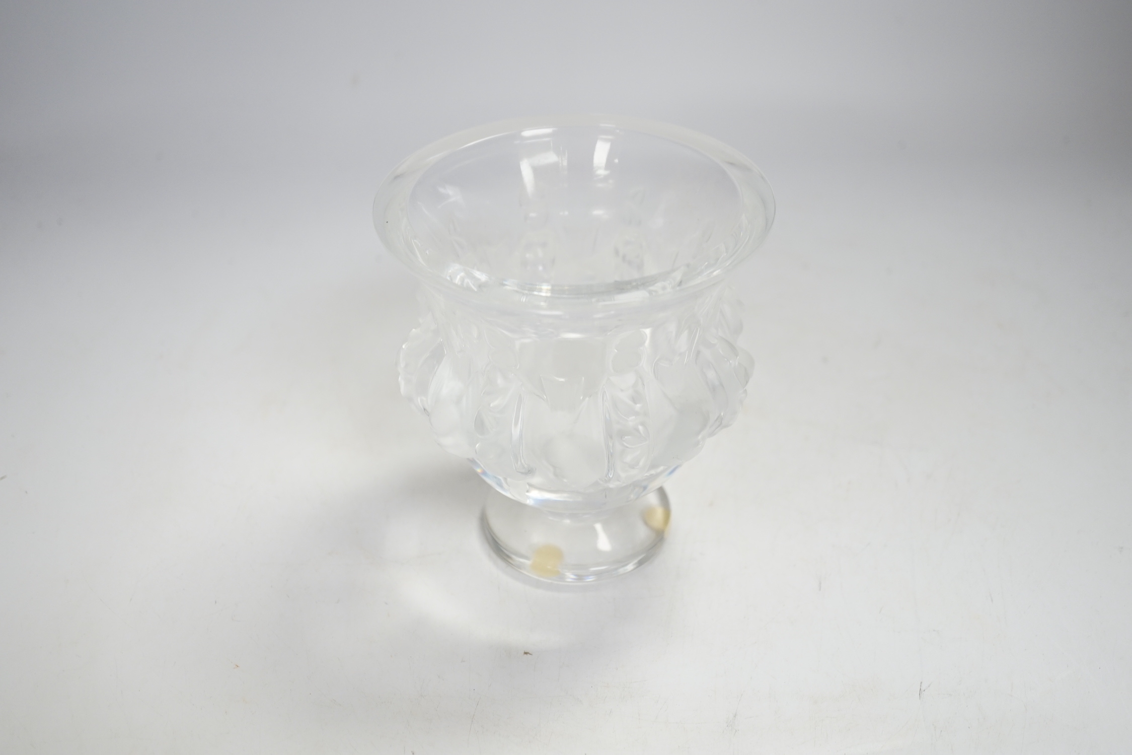 A Lalique glass vase, engraved on base, 12.5cm high